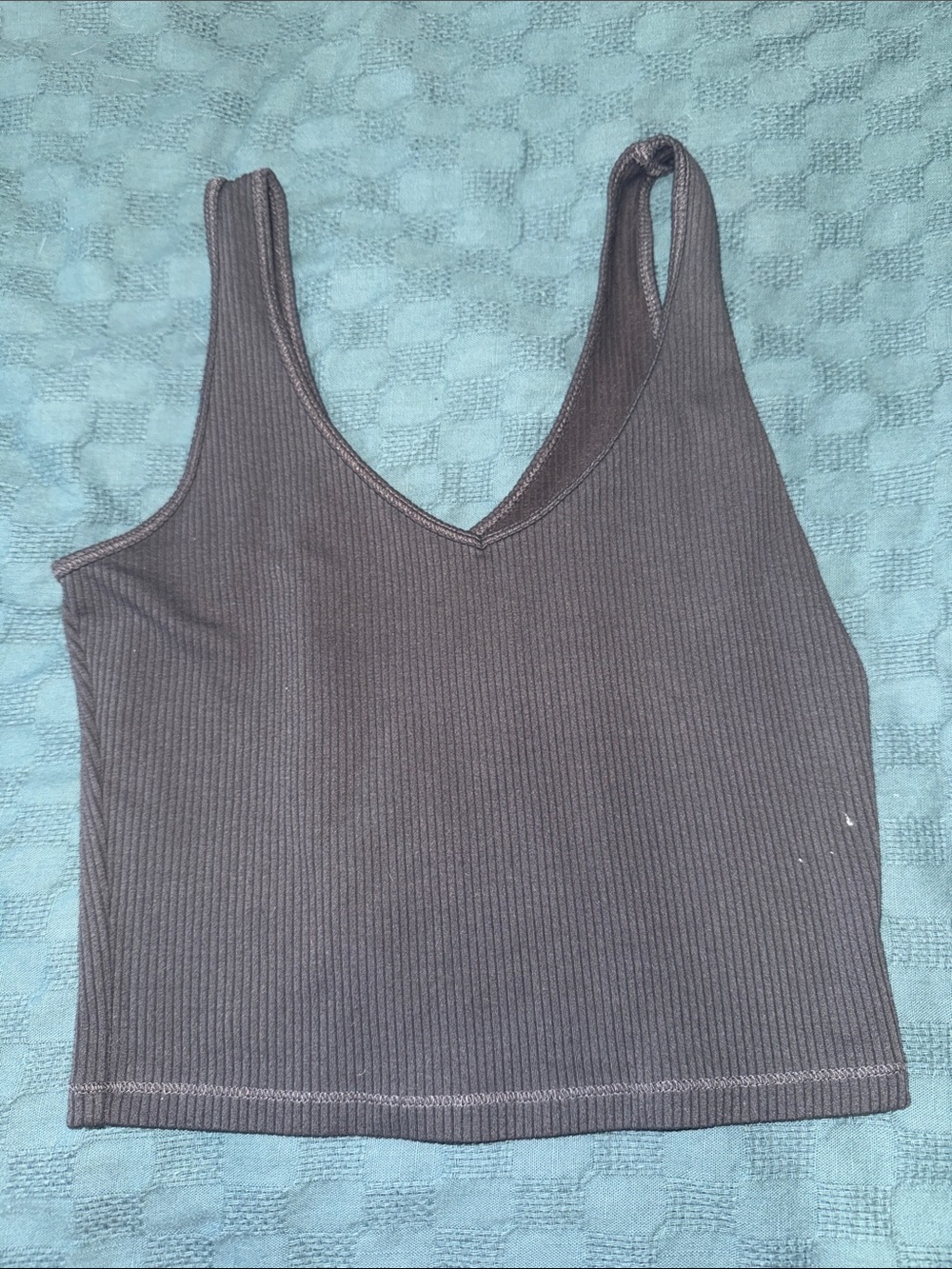 Hollister Ribbed V-Neck Crop Tank - Black